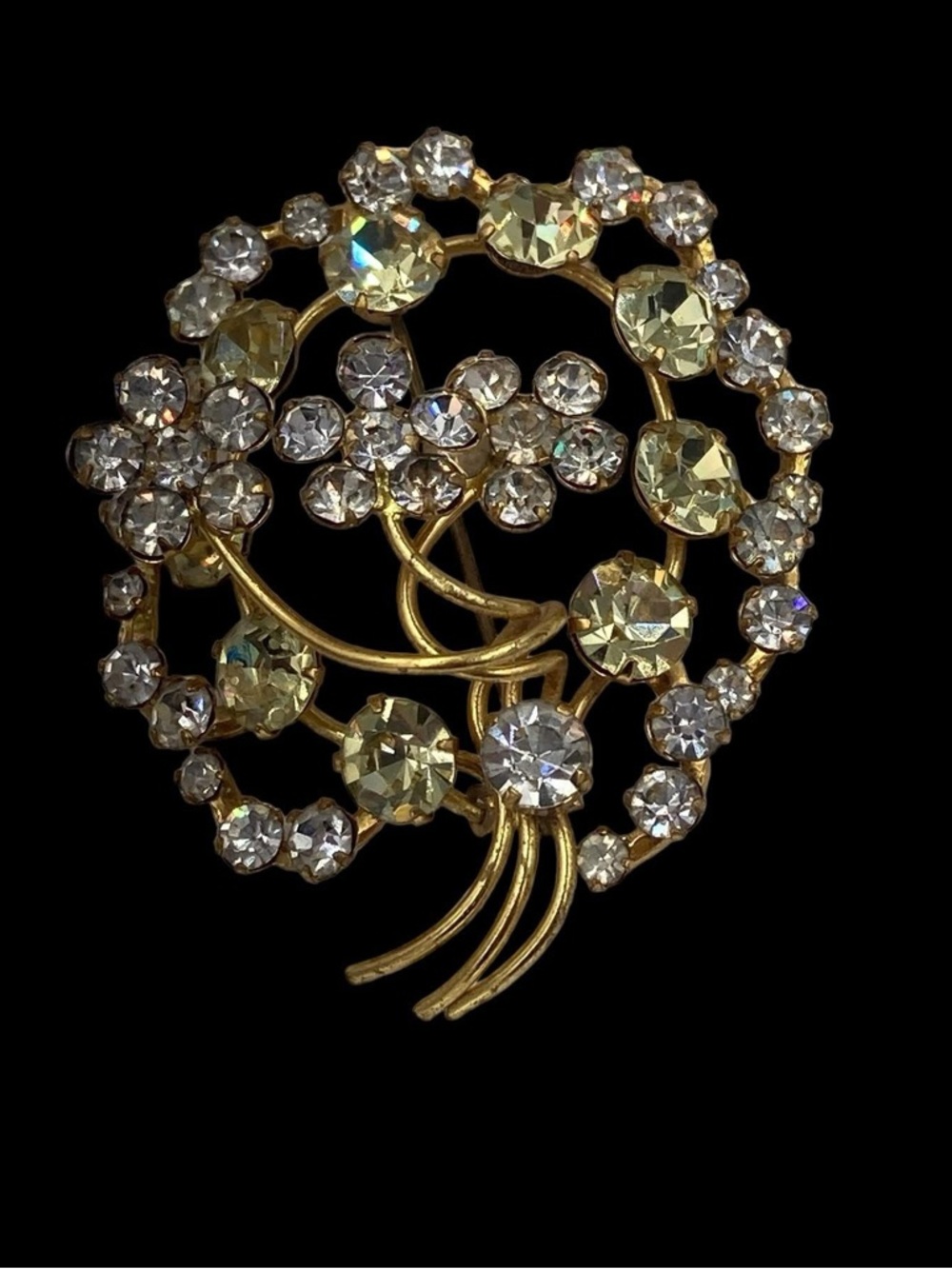 Vintage Austria Layered Rhinestone Brooch